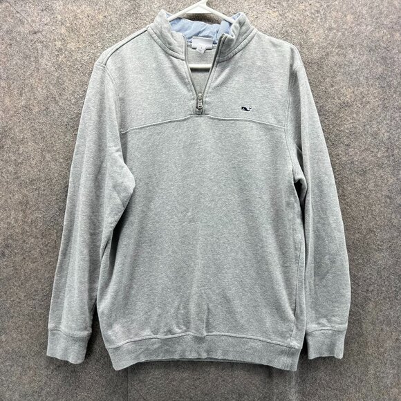 Vineyard Vines Sweatshirt Mens Small Gray Quarter Zip Pullover Whale The Shep - Picture 1 of 12